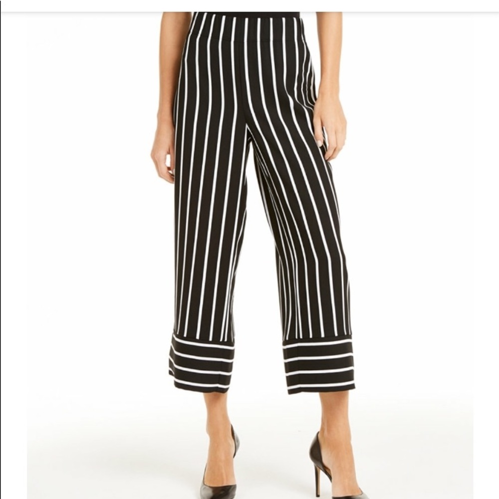 INC striped plus sz wide-leg Cropped pants
